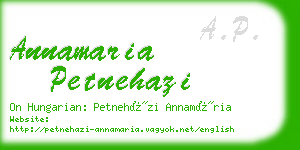 annamaria petnehazi business card